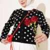 Beaded Patterned Knit Cardigan Black