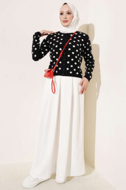 Alternative view of Beaded Patterned Knit Cardigan Black