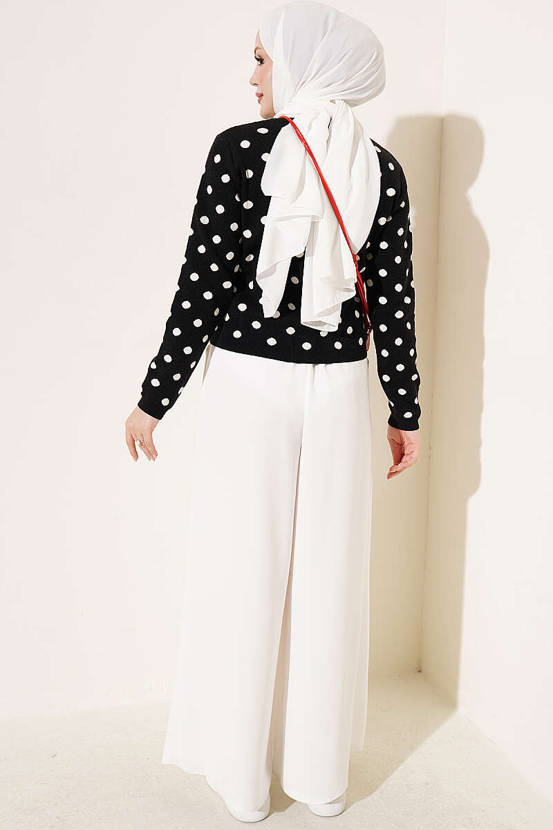 Beaded Patterned Knit Cardigan Black – Bild 3