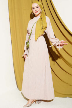 Knit Dress with Ankle Ties Beige
