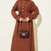 Knit Dress with Ankle Ties Brown