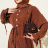 Knit Dress with Ankle Ties Brown - Imagen 2