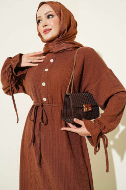 Alternative view of Knit Dress with Ankle Ties Brown