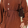 Knit Dress with Ankle Ties Brown - Imagen 4