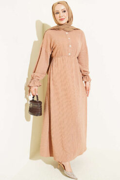 Knit Dress with Ankle Ties Latte