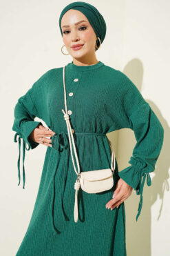 Alternative view of Knit Dress with Ankle Ties Green