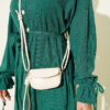Knit Dress with Ankle Ties Green - Imagen 4