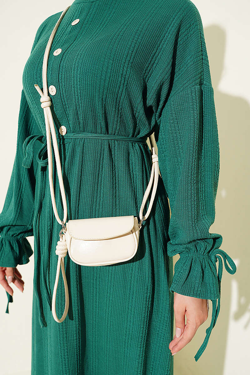 Knit Dress with Ankle Ties Green - Imagen 4
