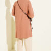 Ankle Buttoned Lace Detail Shirt Camel - Image 3