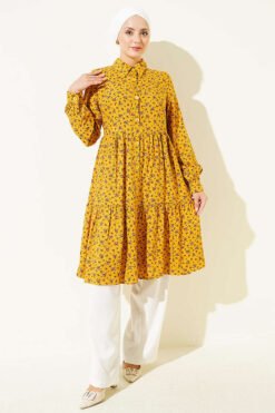 Alternative view of Ankle Buttoned Patterned Shirt Mustard