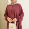 Ankle-Length Ruffled Zippered Coat Rose Dust – Bild 2