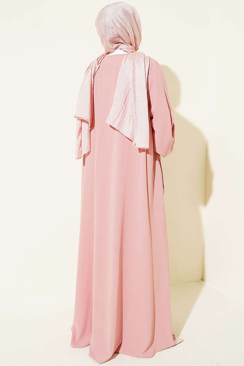 Ankle-Length Ruffled Zippered Coat Powder Pink - Image 3