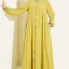 Ankle-Length Ruffled Zippered Coat Oil Green