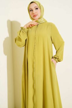 Alternative view of Ankle-Length Ruffled Zippered Coat Oil Green
