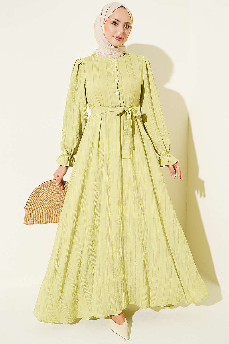 Ankle Ruffled Half-Button Dress Hazel