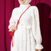 Ankle Ruffled Half-Button Dress Ecru - Imagen 2