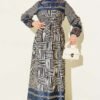 Ankle-Cuffed Check Pattern Dress Blue
