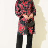 Printed Satin Tunic with Ankle-Length Cuffs Black - Image 2