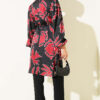 Printed Satin Tunic with Ankle-Length Cuffs Black - Image 3