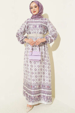 Ankle-Cuffed Authentic Patterned Dress Purple