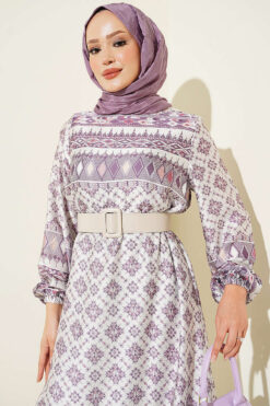 Alternative view of Ankle-Cuffed Authentic Patterned Dress Purple