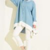 Buttoned Denim Tunic with Ankle Ribbing Denim Blue – Image 2