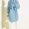 Buttoned Denim Tunic with Ankle Ribbing Denim Blue – Image 3