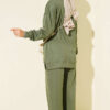 Crew Neck Top and Arm-Detail Two-Piece Set Khaki - الصورة 3