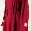 Crew Neck Patch Belted Dress Burgundy - الصورة 4