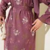 Floral Embroidered Crew Neck Dress Magenta - الصورة 4