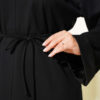 Ribbed Crew Neck Long-Sleeve French Terry Tie-Front Tunic Black – Image 4