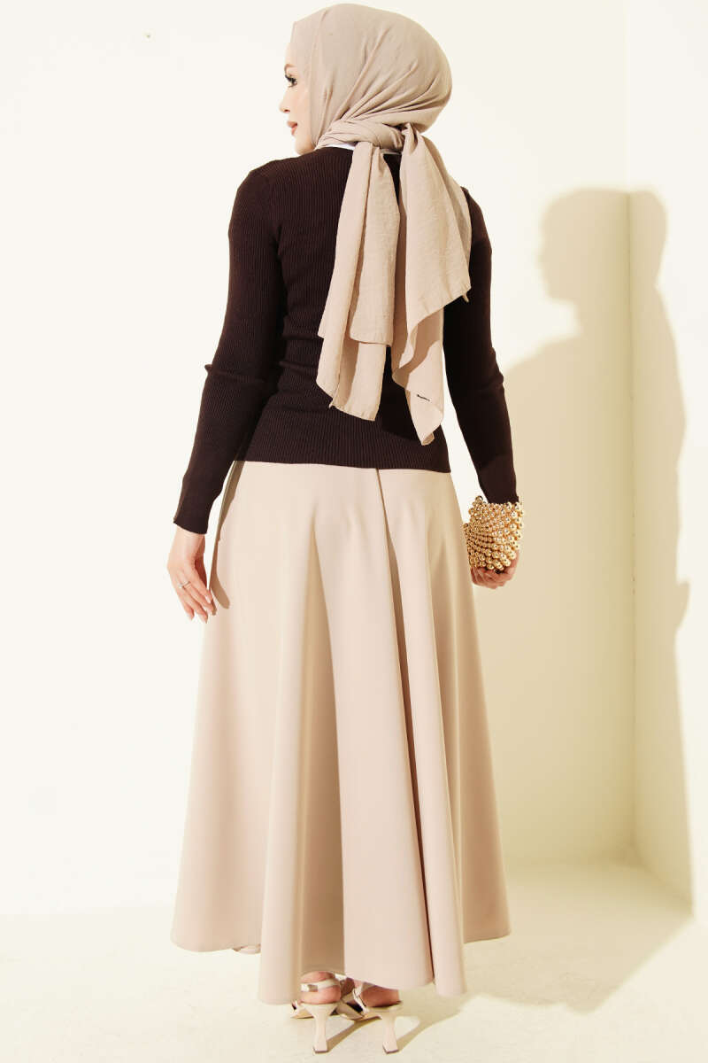 Button-up French terry crewneck cardigan Dark Brown - Image 3