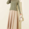 Button-up French terry crewneck cardigan Khaki - Image 2