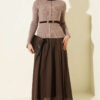 Button-up French terry crewneck cardigan Mink - الصورة 2