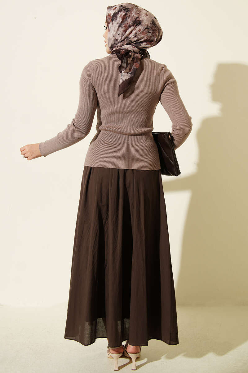 Button-up French terry crewneck cardigan Mink - الصورة 3