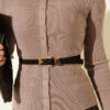 Button-up French terry crewneck cardigan Mink - الصورة 4