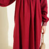 Ethnic Embroidered Dress with Crew Neck Burgundy - immagine 4