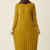 Round Neck Ribbed Knit Dress Leaf Green - الصورة 2