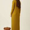 Round Neck Ribbed Knit Dress Leaf Green - الصورة 3
