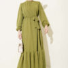 Crew Neck Dress with Elastic Sleeves Leaf Green – Bild 2