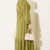 Crew Neck Dress with Elastic Sleeves Leaf Green – Bild 3