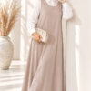 Bicycle Neck Loose Fitting Dress Beige
