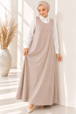 Alternative view of Bicycle Neck Loose Fitting Dress Beige