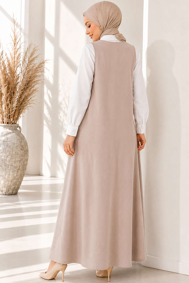 Bicycle Neck Loose Fitting Dress Beige – Bild 3