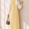 ⁦Bicycle Neck Loose Fitting Dress Yellow⁩ - الصورة ⁦3⁩