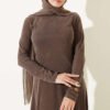 Ribbed Crew Neck Dress Dark Brown – Image 2