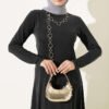Ribbed Crew Neck Dress Smoke – Bild 2