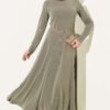 Ribbed Crew Neck Dress Khaki