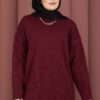 Relaxed Fit French Terry Crew Neck Tunic Burgundy - immagine 2