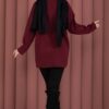 Relaxed Fit French Terry Crew Neck Tunic Burgundy - immagine 5